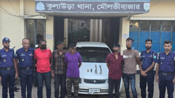 অভিযানে কুলাউড়ায় আন্তঃজেলা ডাকাত দলের সদস্যদের আটক, উদ্ধার ডাকাতির সরঞ্জাম