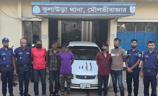 অভিযানে কুলাউড়ায় আন্তঃজেলা ডাকাত দলের সদস্যদের আটক, উদ্ধার ডাকাতির সরঞ্জাম